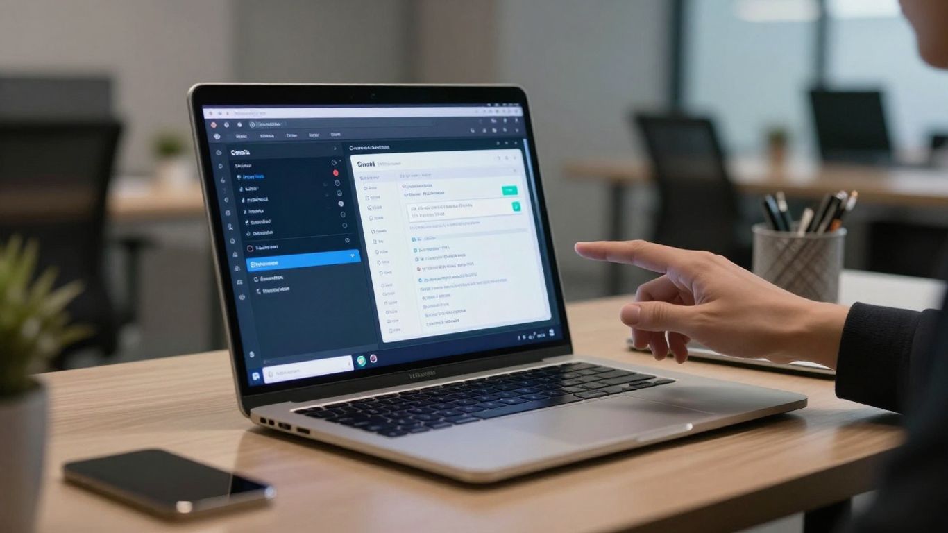 AI email marketing tools on a laptop screen.