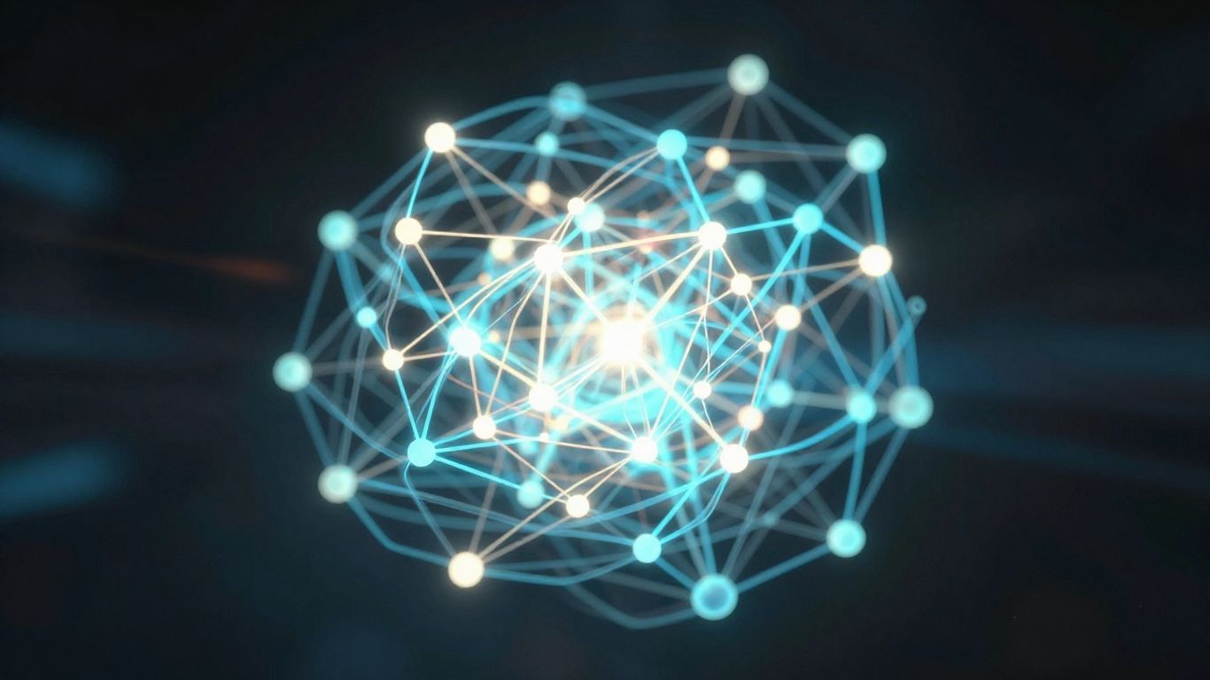 Abstract neural network glowing with data
