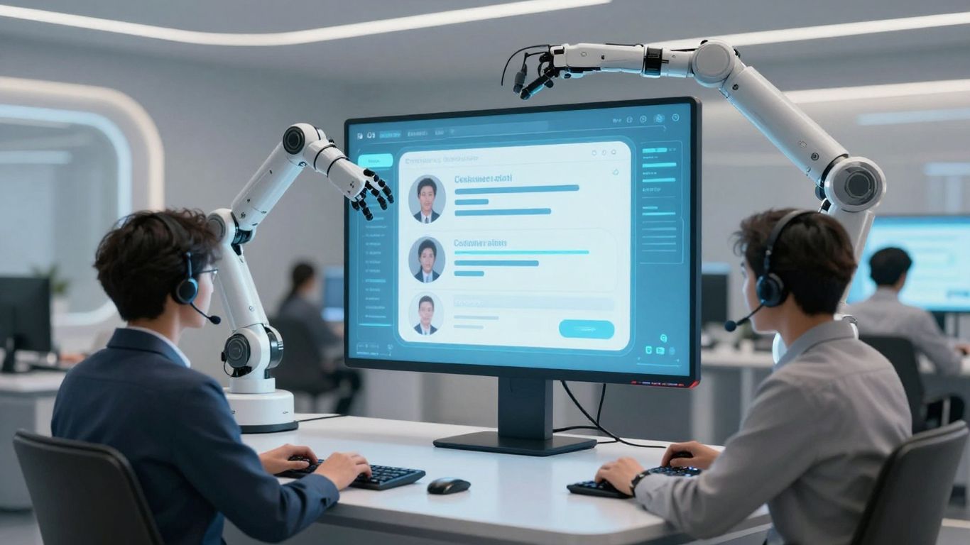 AI assisting customer service agents with technology