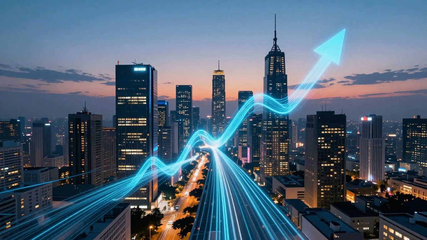 AI lead generation concept with futuristic city